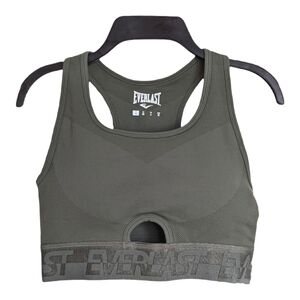 Everlast Olive Khaki Seamless Racerback Logo Branded Sport Bra Med Support 6 S